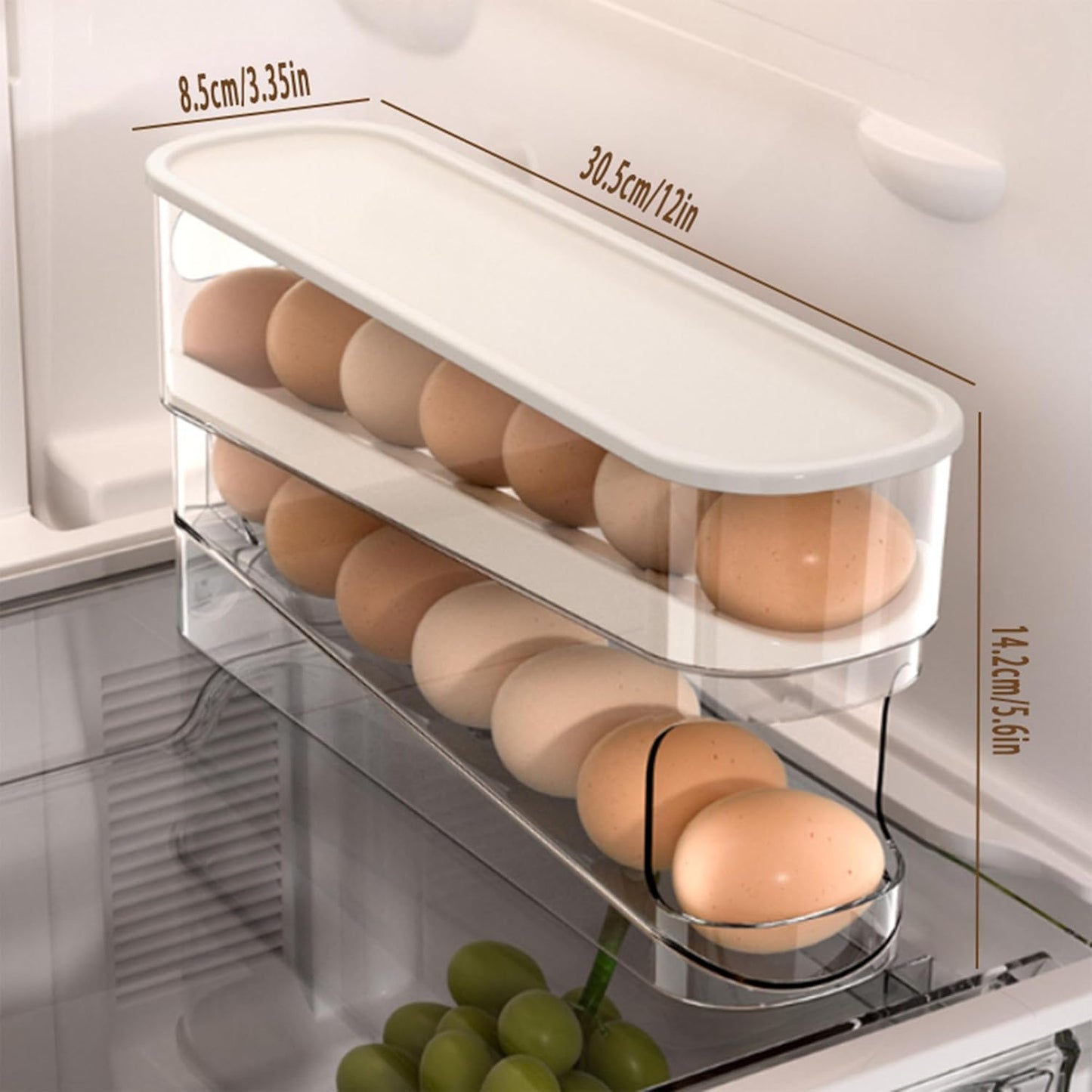 Lockerboxx Auto Rolling Fridge Egg Organizer, Space Saving Eggs Dispenser for Refrigerator Storager, Home Egg Holder, 1 pack